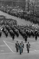 First Captain C. Robert Arvin and his Brigade Staff lead the Inauguration Parade for President Lyndon Johnson on January 20, 1965. Arvin leads Inauguration Parade 1965 3