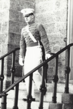 Brigade Commander Arvin Descending Stairs in Light