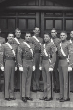 USMA Brigade Staff 64-65. Front Row L-R: C/Captain Dave Christman, C/Captain Duncan MacVicar, C/Captain Brigade Commander C. Robert Arvin, C/Captain Dave Kuhn, C/Captain John Alger, C/Captain Dave Christman. Back row L-R: Need names
