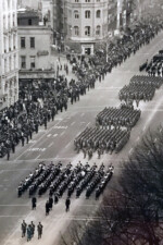 First Captain C. Robert Arvin and his Brigade Staff lead the Inauguration Parade for President Lyndon Johnson on January 20, 1965. Arvin leads Inauguration Parade 1965 2